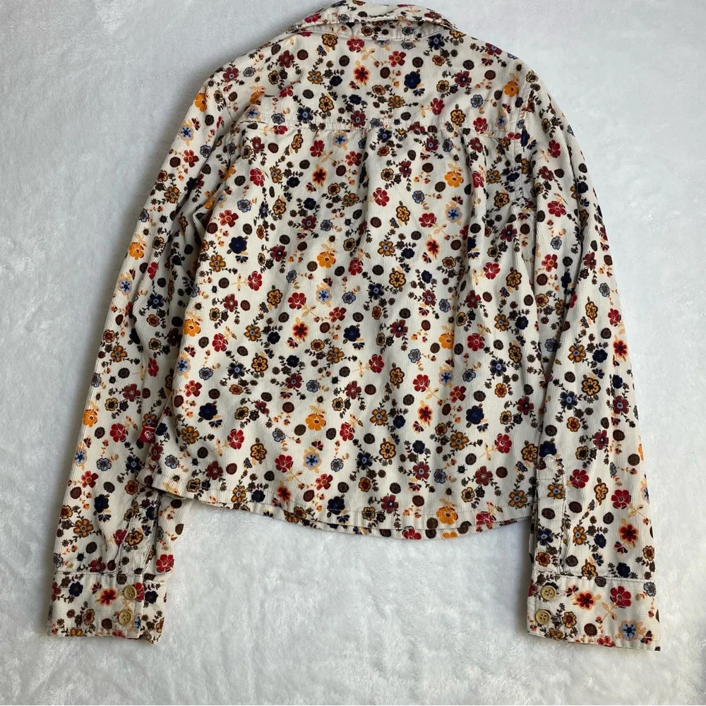 Roxy Girl Multicolor Floral Corduroy Top Size M